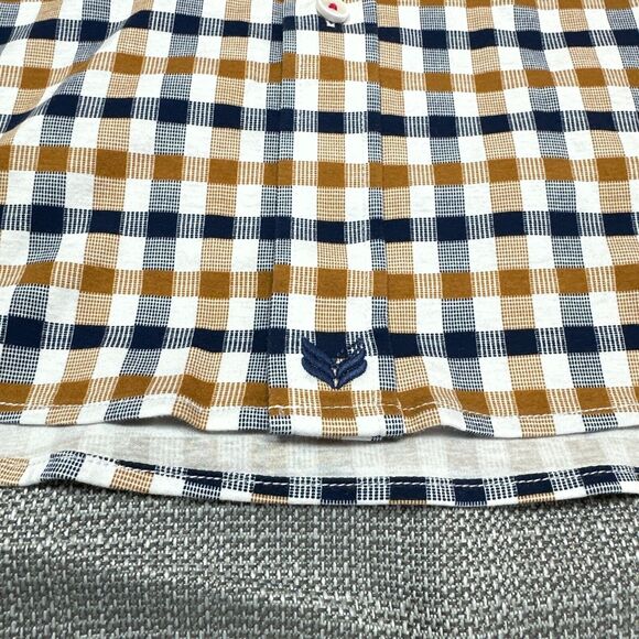 Butter Cloth Shirt Mens Large Blue Check‎ Contrasting Flip Cuff Lightweight - Picture 4 of 13
